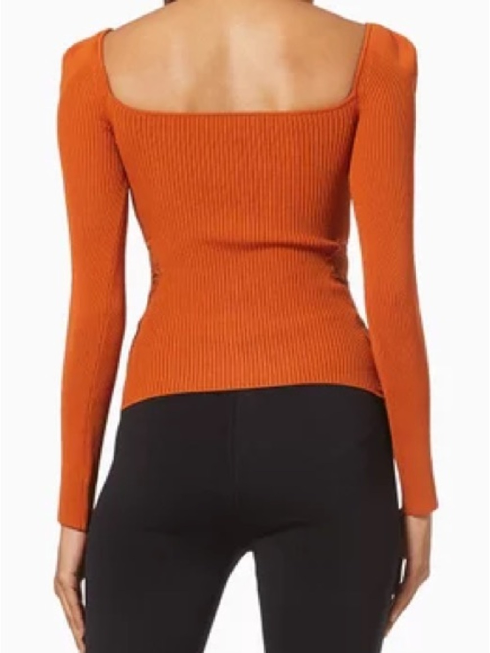 Self-Portrait Cinnamon Ribbed Knit Top Lace Panel Cutout Women Size L - Picture 5 of 12